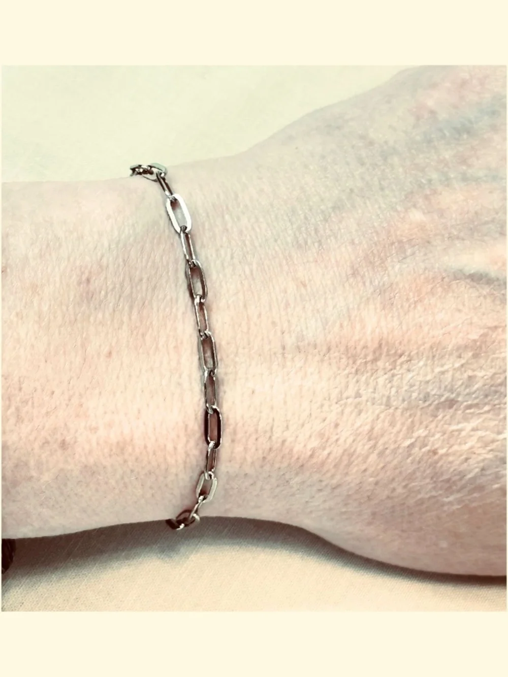Handcrafted Stainless Steel Small Welded Paperclip Link Bracelet Minimalist Gift